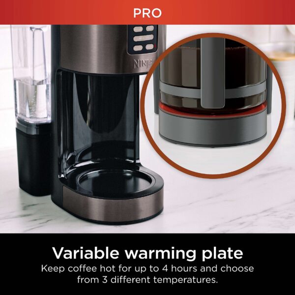 ninja dcm201bk programmable xl 14 cup coffee maker pro, 14 cup glass carafe, freshness timer, black stainless steel