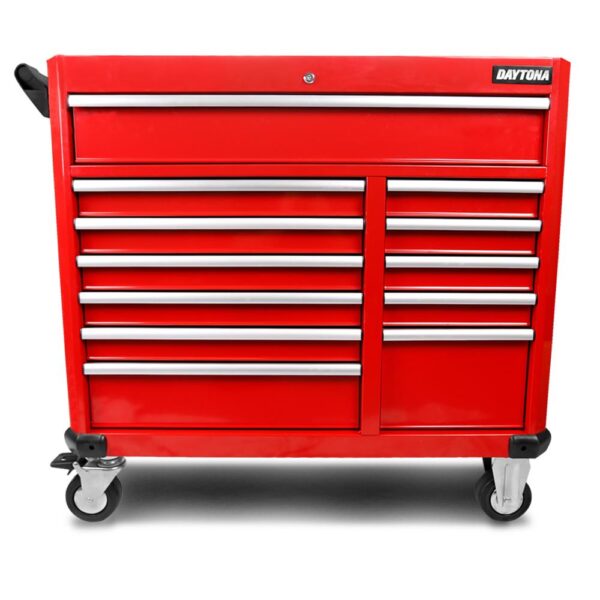 daytona 655 piece mechanical tool set with 43" 12 drawer red roller cabinet