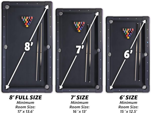 gosports 6, 7, or 8 ft billiards tables no assembly, choose your color portable pool table includes full set of balls, 2 cue sticks, chalk and felt brush