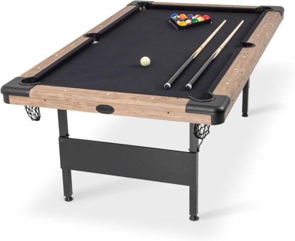 gosports 6, 7, or 8 ft billiards tables no assembly, choose your color portable pool table includes full set of balls, 2 cue sticks, chalk and felt brush