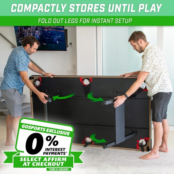 gosports 6, 7, or 8 ft billiards tables no assembly, choose your color portable pool table includes full set of balls, 2 cue sticks, chalk and felt brush