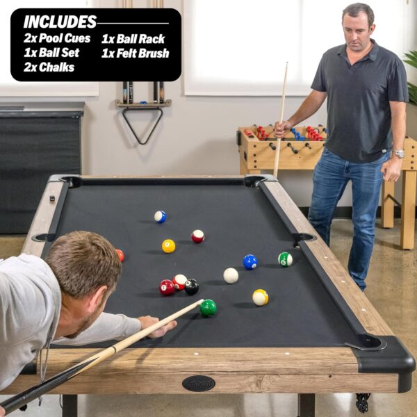 gosports 6, 7, or 8 ft billiards tables no assembly, choose your color portable pool table includes full set of balls, 2 cue sticks, chalk and felt brush