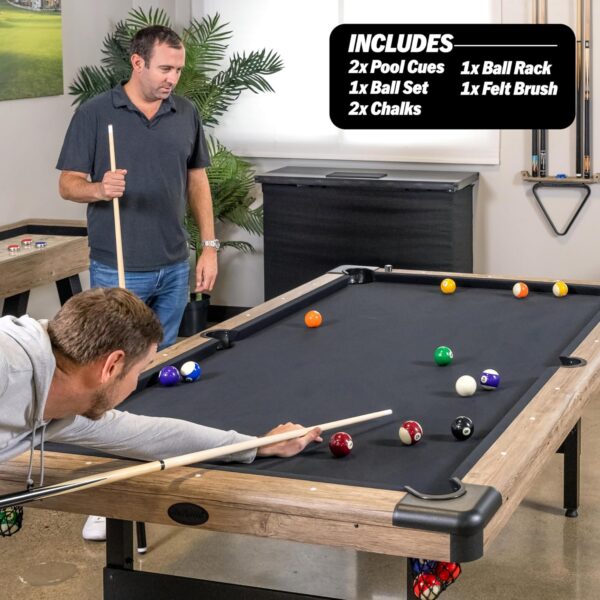 gosports 6, 7, or 8 ft billiards tables no assembly, choose your color portable pool table includes full set of balls, 2 cue sticks, chalk and felt brush