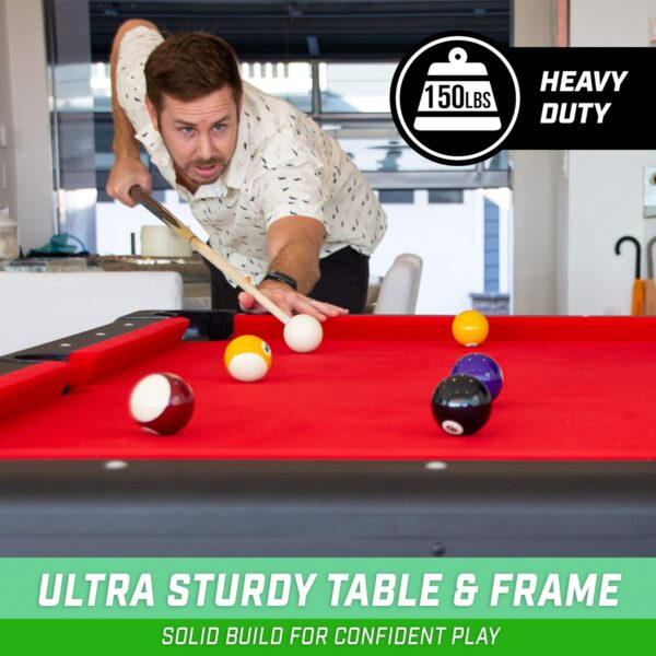 gosports 6, 7, or 8 ft billiards tables no assembly, choose your color portable pool table includes full set of balls, 2 cue sticks, chalk and felt brush