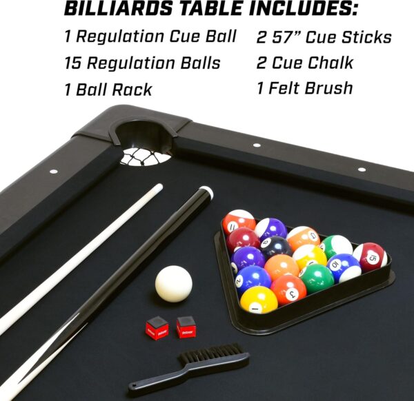 gosports 6, 7, or 8 ft billiards tables no assembly, choose your color portable pool table includes full set of balls, 2 cue sticks, chalk and felt brush