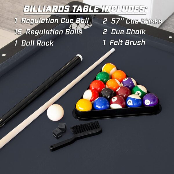 gosports 6, 7, or 8 ft billiards tables no assembly, choose your color portable pool table includes full set of balls, 2 cue sticks, chalk and felt brush