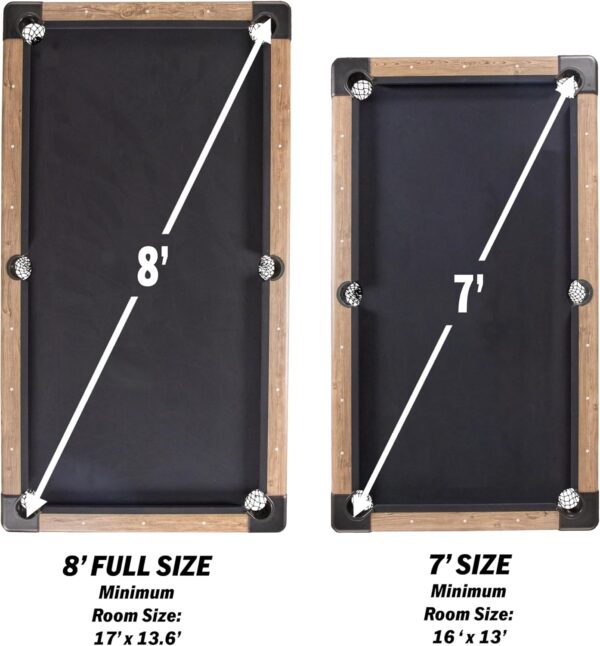 gosports 6, 7, or 8 ft billiards tables no assembly, choose your color portable pool table includes full set of balls, 2 cue sticks, chalk and felt brush