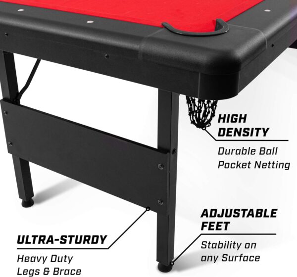 gosports 6, 7, or 8 ft billiards tables no assembly, choose your color portable pool table includes full set of balls, 2 cue sticks, chalk and felt brush