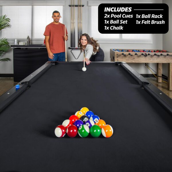 gosports 6, 7, or 8 ft billiards tables no assembly, choose your color portable pool table includes full set of balls, 2 cue sticks, chalk and felt brush