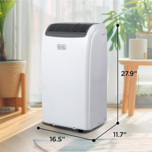 black+decker smart portable air conditioner, 12,000 btu for rooms up to 550 sq. ft., smart portable ac with follow me remote and window kit, bpact12wt, white