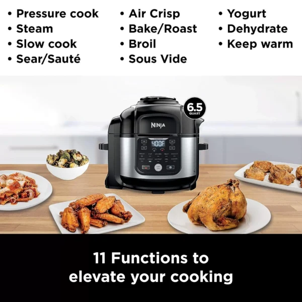 shark ninja foodi 11 in 1 6.5 qt pro pressure cooker + air fryer with stainless finish