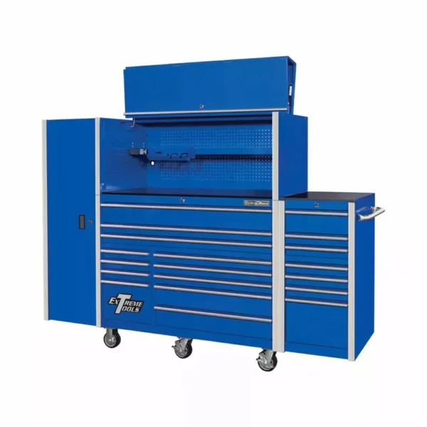 extreme tools rx series 55" 12 drawer roller with hutch and side boxes