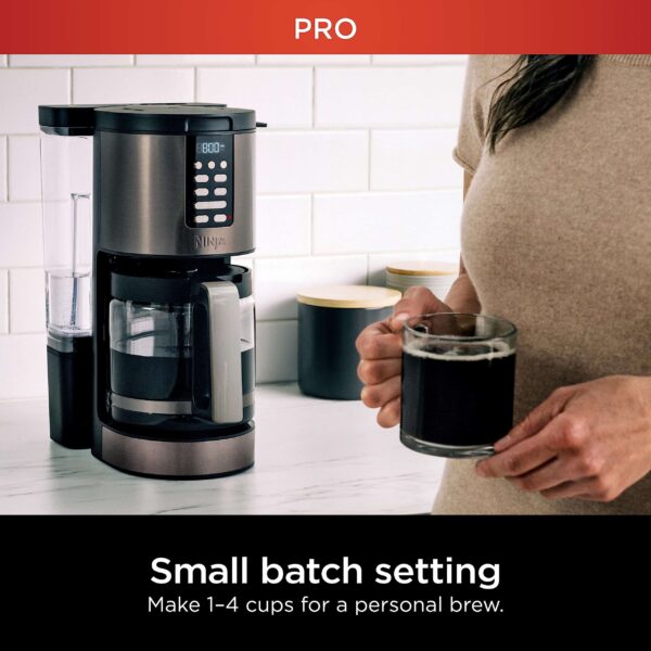 ninja dcm201bk programmable xl 14 cup coffee maker pro, 14 cup glass carafe, freshness timer, black stainless steel
