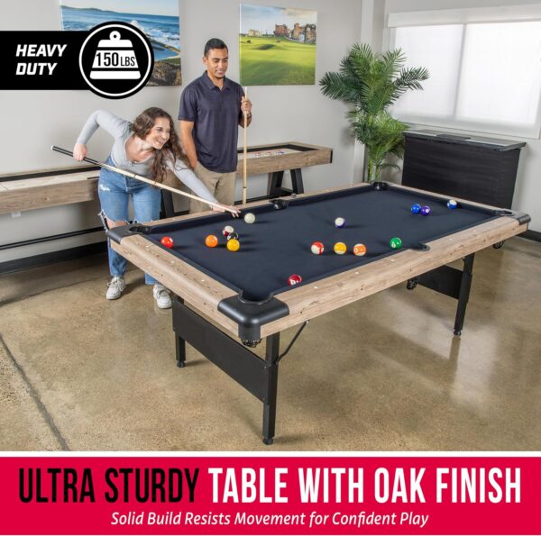 gosports 6, 7, or 8 ft billiards tables no assembly, choose your color portable pool table includes full set of balls, 2 cue sticks, chalk and felt brush