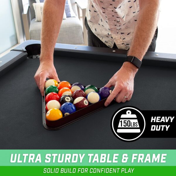 gosports 6, 7, or 8 ft billiards tables no assembly, choose your color portable pool table includes full set of balls, 2 cue sticks, chalk and felt brush