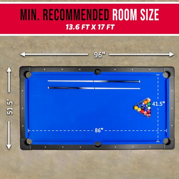 gosports 6, 7, or 8 ft billiards tables no assembly, choose your color portable pool table includes full set of balls, 2 cue sticks, chalk and felt brush