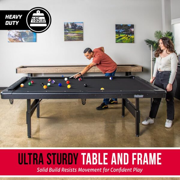 gosports 6, 7, or 8 ft billiards tables no assembly, choose your color portable pool table includes full set of balls, 2 cue sticks, chalk and felt brush
