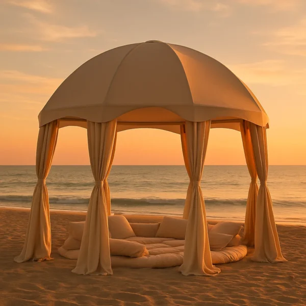 import placeholder for pergola redonda beige de tela para playa 284192219