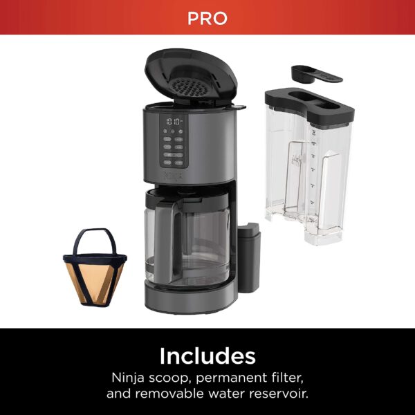 ninja dcm201bk programmable xl 14 cup coffee maker pro, 14 cup glass carafe, freshness timer, black stainless steel